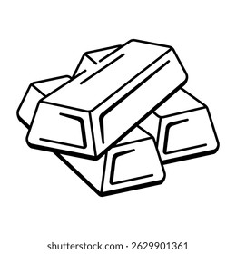 Ein Symbol im Doodle-Stil, das einen goldenen Balkenstapel darstellt
