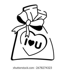A doodle style icon representing goodies bag
