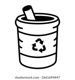 A doodle style icon representing the recycling bin 
