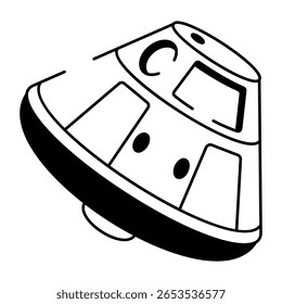 Un icono de estilo doodle que representa la cápsula espacial
