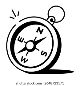 A doodle style icon representing a travel compass
