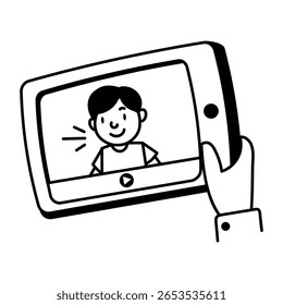 A doodle style icon representing video clip