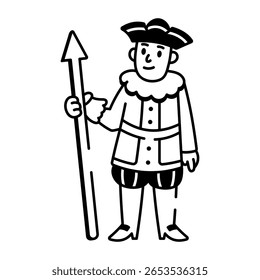 A doodle style icon representing yeoman warder
