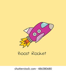 Doodle style icon rocket or spaceship vector illustration.
