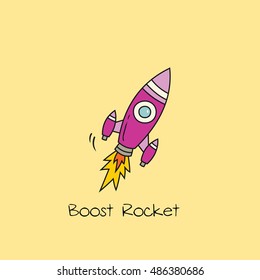 Doodle style icon rocket or spaceship vector illustration.
