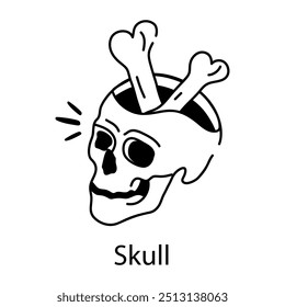 A doodle style icon of scary skull