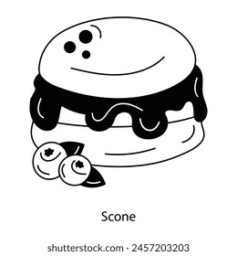 A doodle style icon of scone 