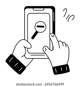 A doodle style icon of screen zoom out 