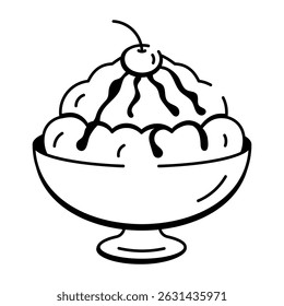 Un icono de estilo doodle de hielo afeitado
