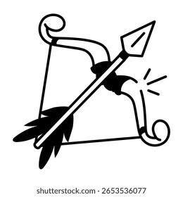 A doodle style icon showing archery bow
