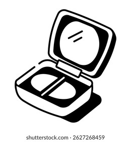 Un icono de estilo doodle que muestra polvo compacto
