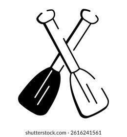 A doodle style icon showing crossed boat paddles

