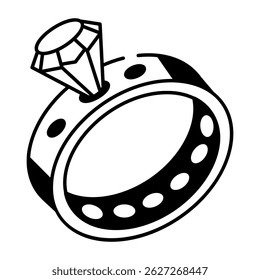 A doodle style icon showing diamond ring

