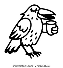 Un icono de estilo doodle que muestra beber café
