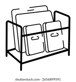 Un icono de estilo doodle que muestra el rack de archivos
