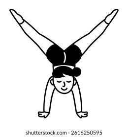 A doodle style icon showing a gymnastics in a handstand
