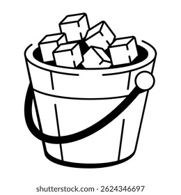 A doodle style icon showing an ice bucket 
