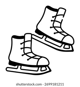 Um ícone de estilo rabiscar mostrando patins de gelo