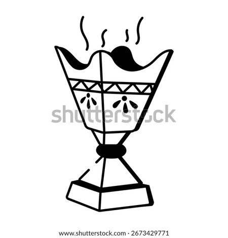 A doodle style icon showing an incense burner
