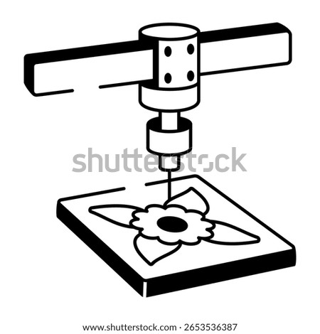 A doodle style icon showing laser cutter
