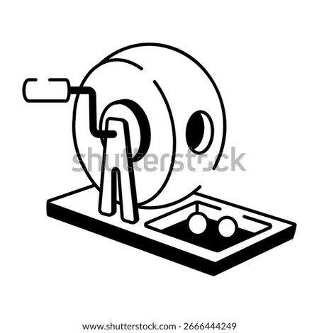 A doodle style icon showing a lotto machine 
