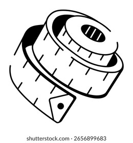 Un icono de estilo doodle que muestra la cinta métrica
