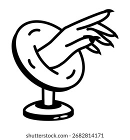 Um ícone de estilo de rabiscar mostrando uma mão mística
