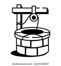 A doodle style icon showing old well
