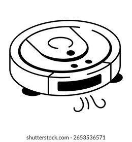 A doodle style icon showing robot vacuum

