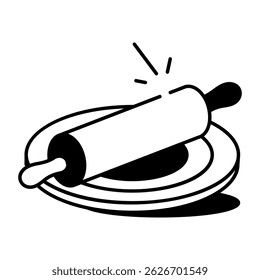 Doodle style icon showing rolling pin 
