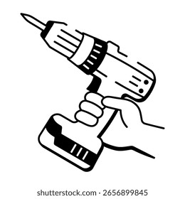 Un icono de estilo doodle que muestra el destornillador 

