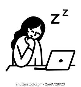 Un icono de estilo doodle que muestra a un empleado durmiendo