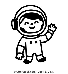 A doodle style icon showing a space astronaut

