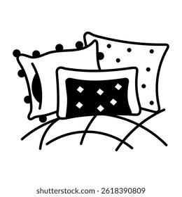Doodle style icon showing a stack of pillows 
