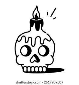 A doodle style icon of a skull candle 

