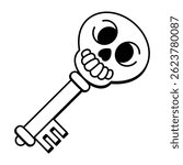 A doodle style icon of skull key

