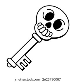 Un icono de estilo doodle de la llave del cráneo
