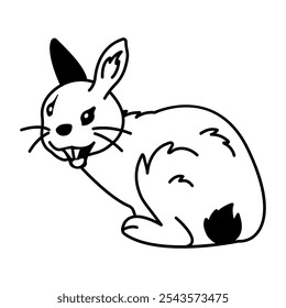 Doodle style icon of smiling rabbit 