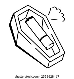 Doodle style icon of smoking kills coffin 

