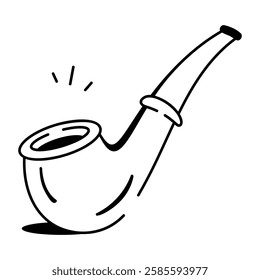 A doodle style icon of smoking pipe 
