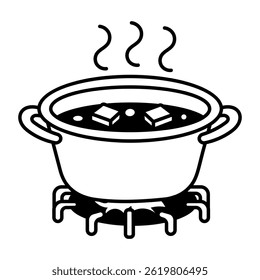 A doodle style icon of a soup pot 