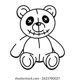A doodle style icon of spooky bear

