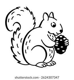 A doodle style icon of squirrel 
