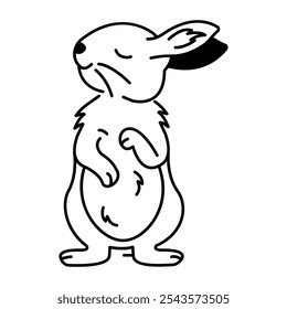 Ícone de estilo Doodle de lebre em pé 