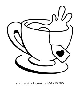 A doodle style icon of tea cup 
