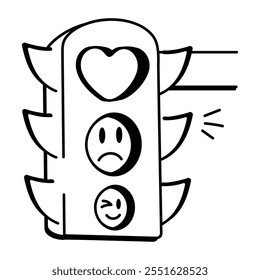Doodle style icon of traffic lights 

