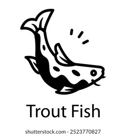 Un icono de estilo doodle de peces de trucha 