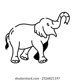 Ícone estilo Doodle de trombeteando elefante 