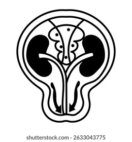 Um ícone de estilo doodle do orifício ureteral
