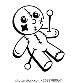 Um ícone estilo doodle de boneca voodoo
